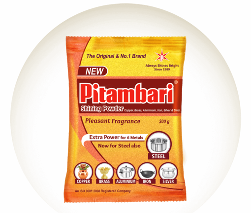 Picture of Pitambari Shining Powder for brass copper and aluminium articles, Dishwashing Detergent (200g) Packet