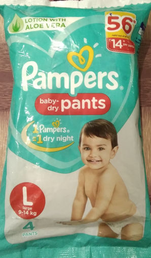 Picture of Pampers Large Dry Pants Diaper up to 9-14kg (4 Pants) Size - L