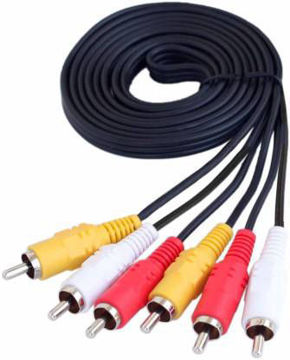 Picture of 3 RCA Male to 3 RCA Male Plug, Stereo Audio AUX Cable Cord, Digital Analogue, Double-Shielded for Amplifiers, Hi-Fi, Professional Mixe