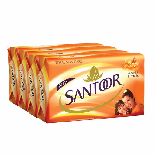 Picture of Santoor Sandal and Turmeric Soap (Pack of 4 soaps 54g each)