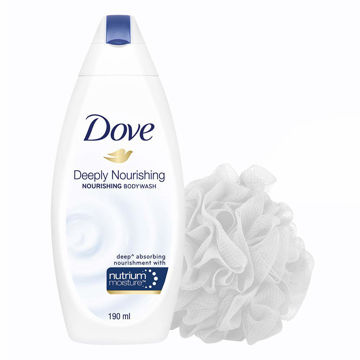 Picture of Dove Deeply Nourishing Body Wash (190 ml) with free loofah