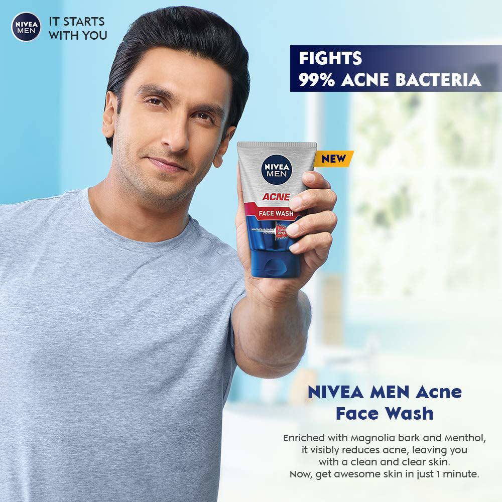 Nivea Men Acne Face Wash, 100g-Pobara