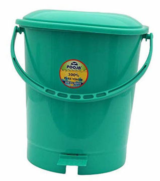 Picture of Pooja Plastics Pedal Dustbin/Garbage Bin/Waste Bin for Home, Kitchen and Office (Small) (Green)