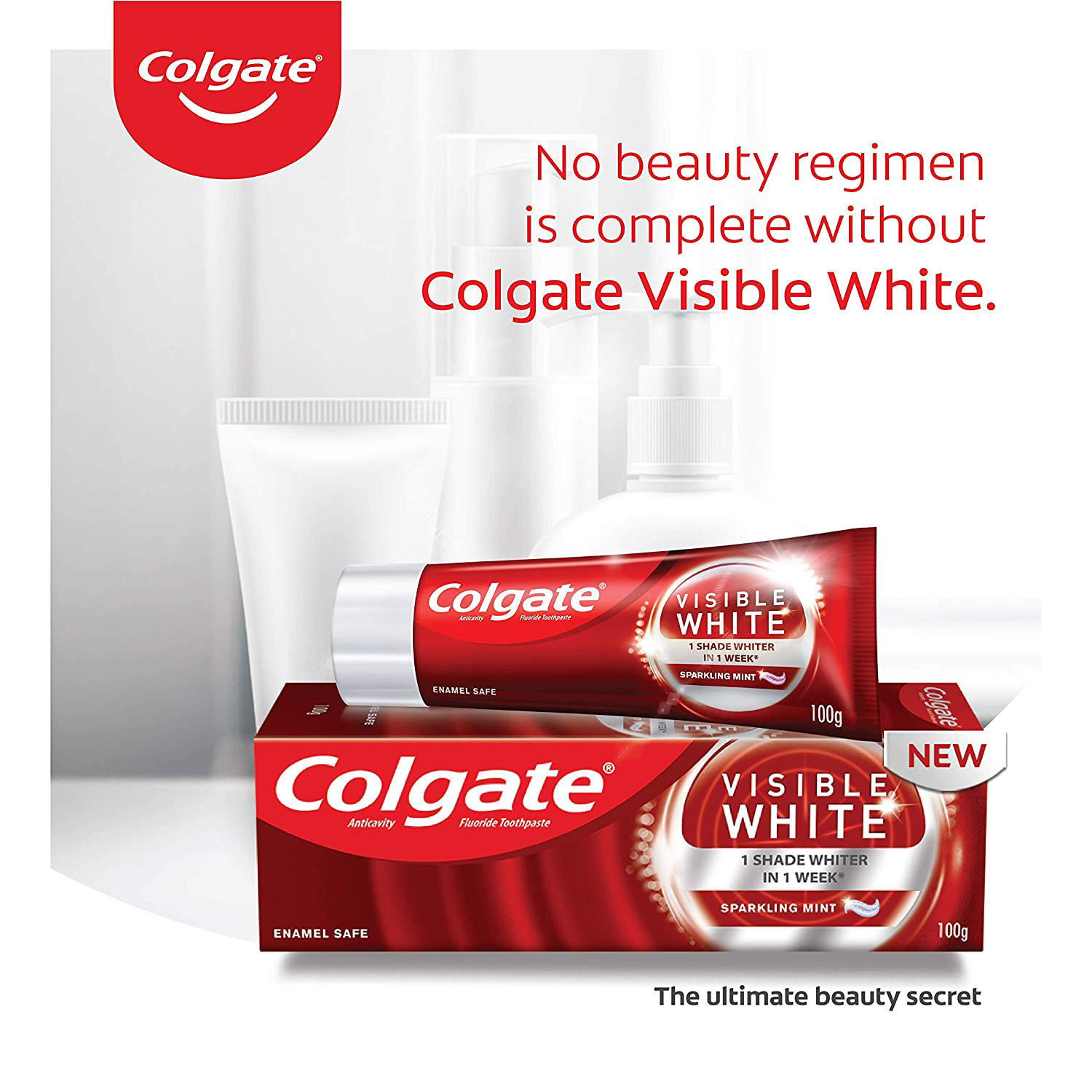 Colgate Toothpaste Visible White Sparkling Mint - 100g+100g = 200 g ...