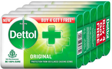 Picture of Dettol Original Protection Soap (75g Buy 4 Get 1free = 375g) (Pack of 5Pc)